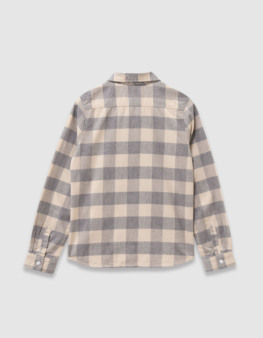 camisa de terciopelo a cuadros azul grisáceo para niño