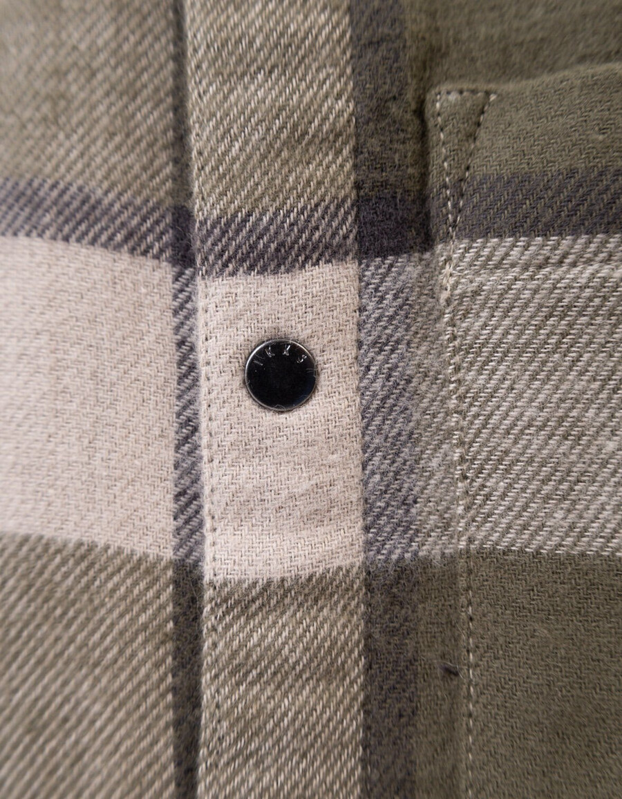 camisa de cuadros caqui y beige para niño