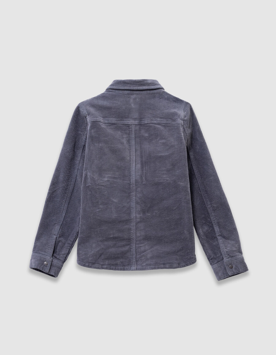 camisa de pana azul para niño con botones a presión