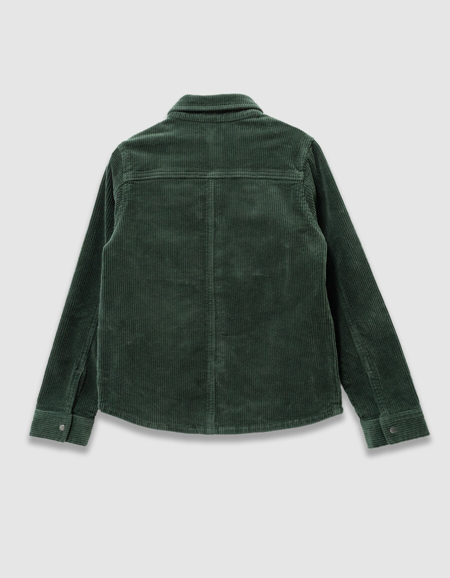 camisa de pana verde para niño con botones a presión