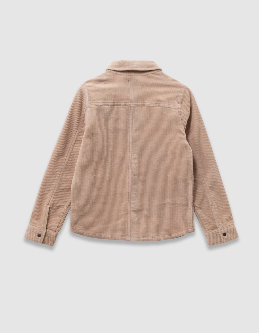 camisa de pana beige con botones a presión para niño