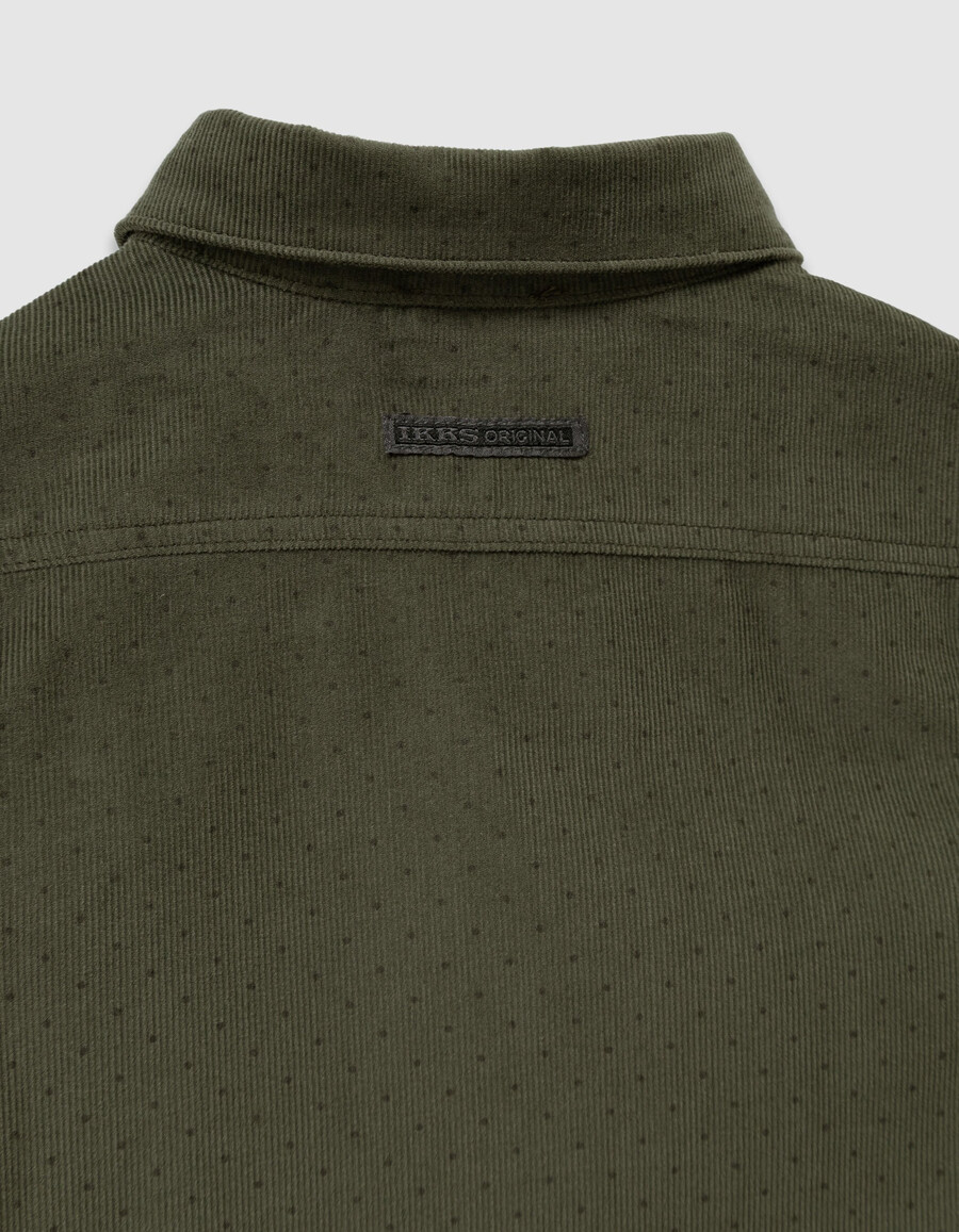 camisa de manga larga de terciopelo caqui para niño con lunares