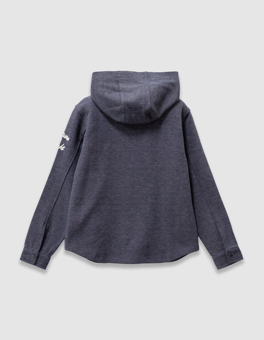 sudadera con capucha de punto decorativa azul marino para niño