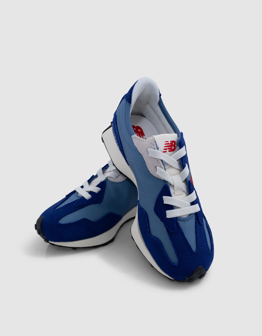 zapatillas new balance 327 azules y rojas para niño