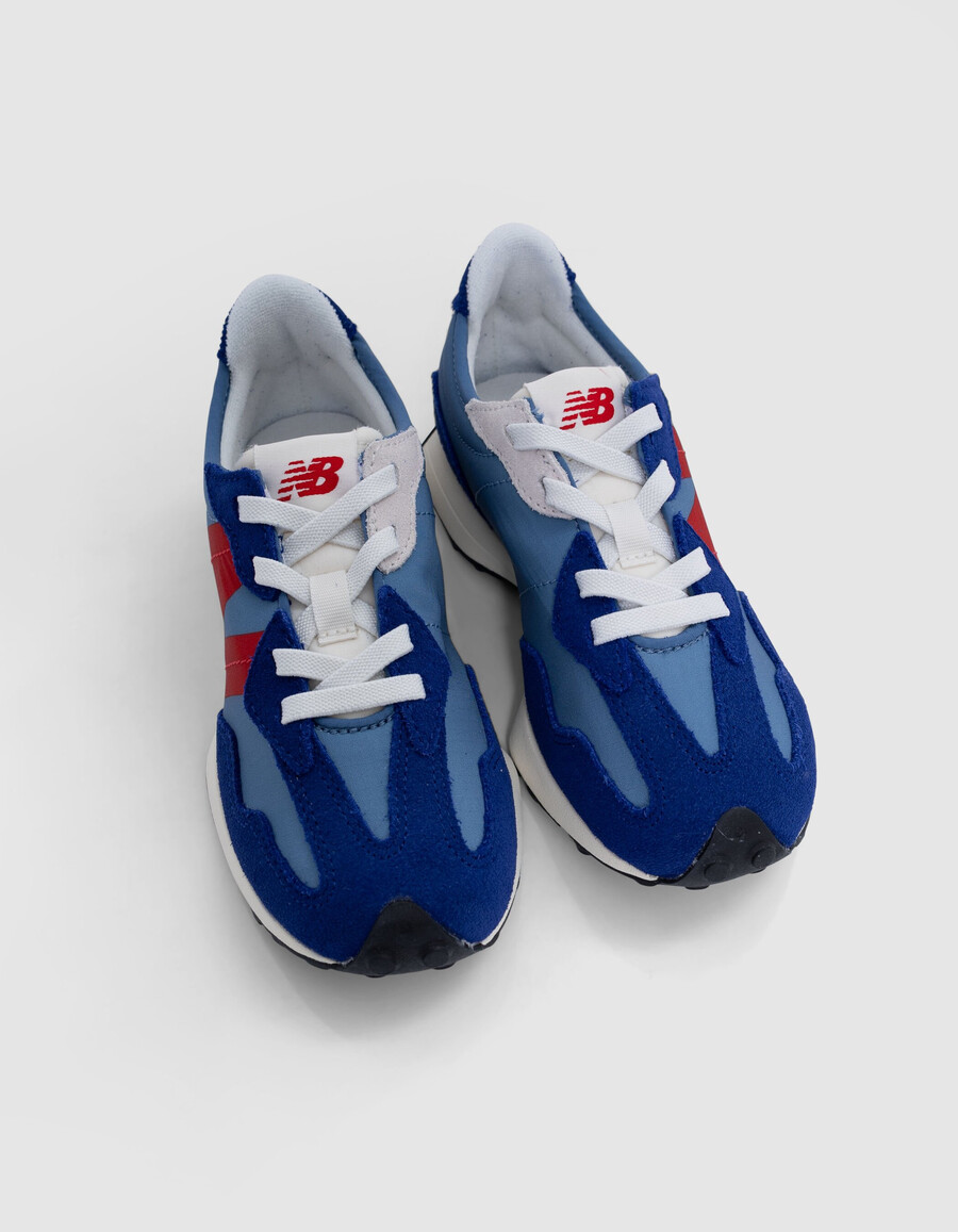 zapatillas new balance 327 azules y rojas para niño