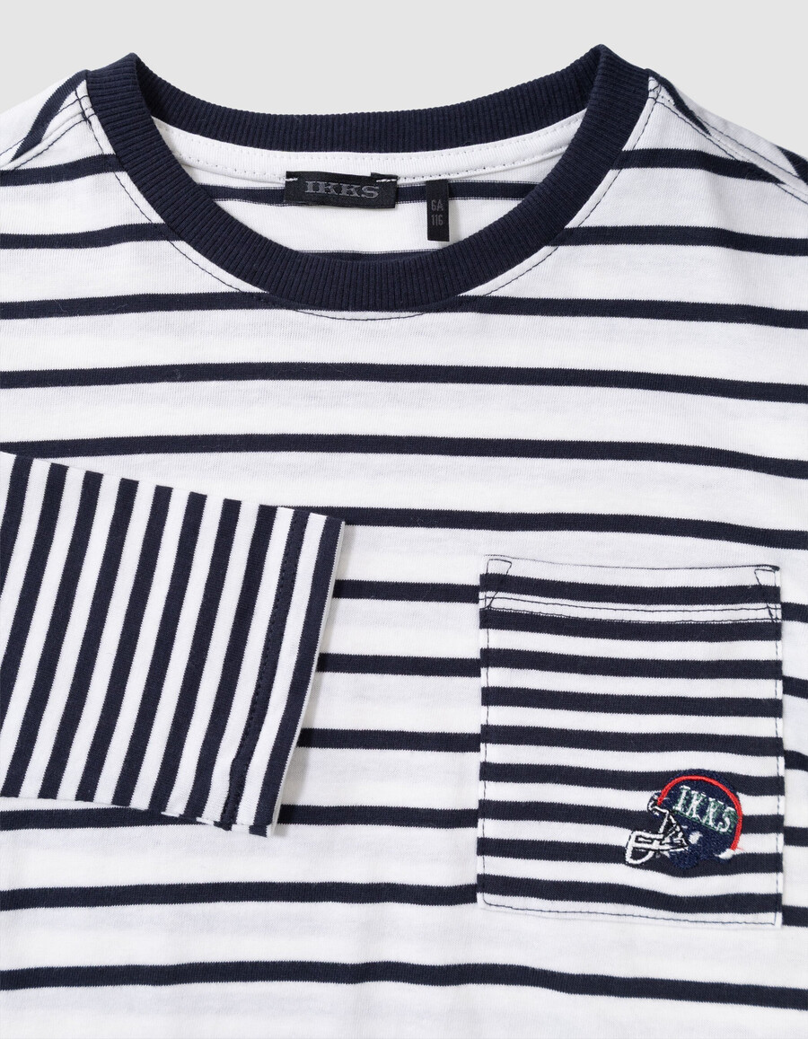 camiseta marinera de algodón orgánico para niño mangas con efecto trampantojo