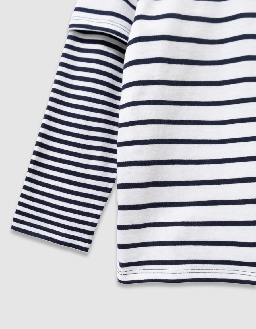 camiseta marinera de algodón orgánico para niño mangas con efecto trampantojo