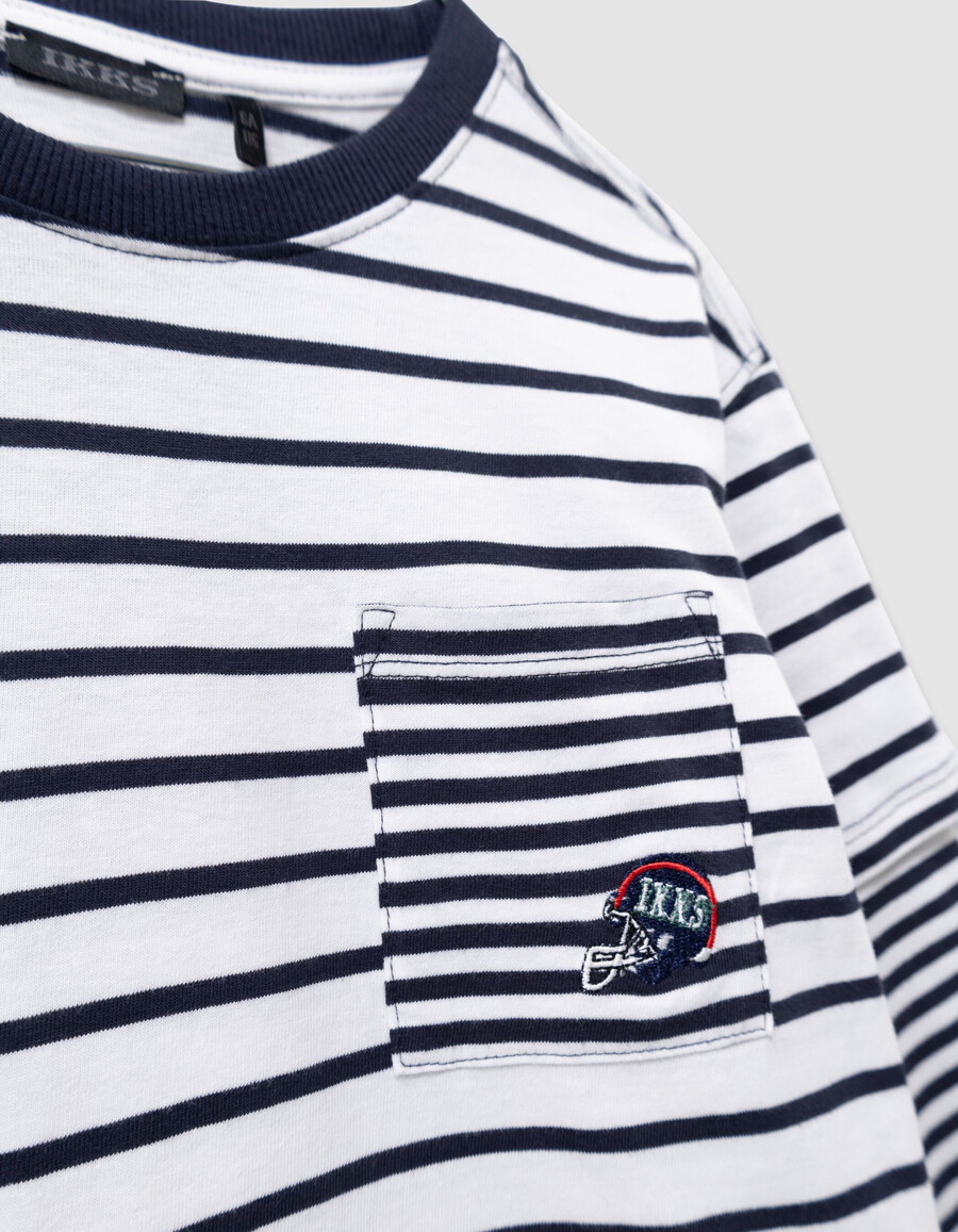 camiseta marinera de algodón orgánico para niño mangas con efecto trampantojo