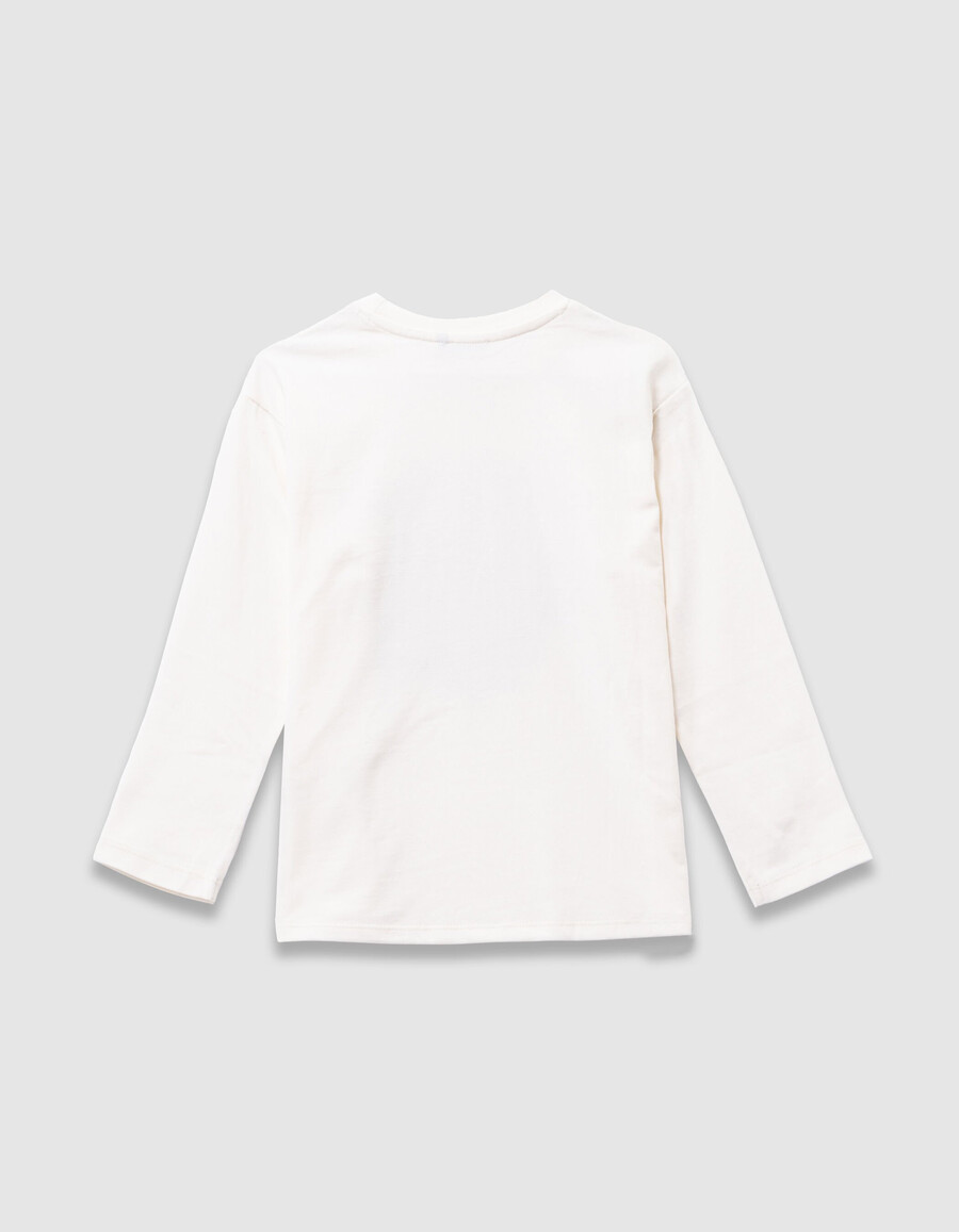 camiseta blanca de algodón orgánico para niño con imagen de furgoneta estampada
