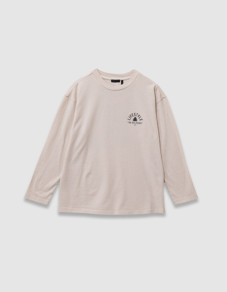 camiseta beige de algodón orgánico para niño con estampado xl en la espalda