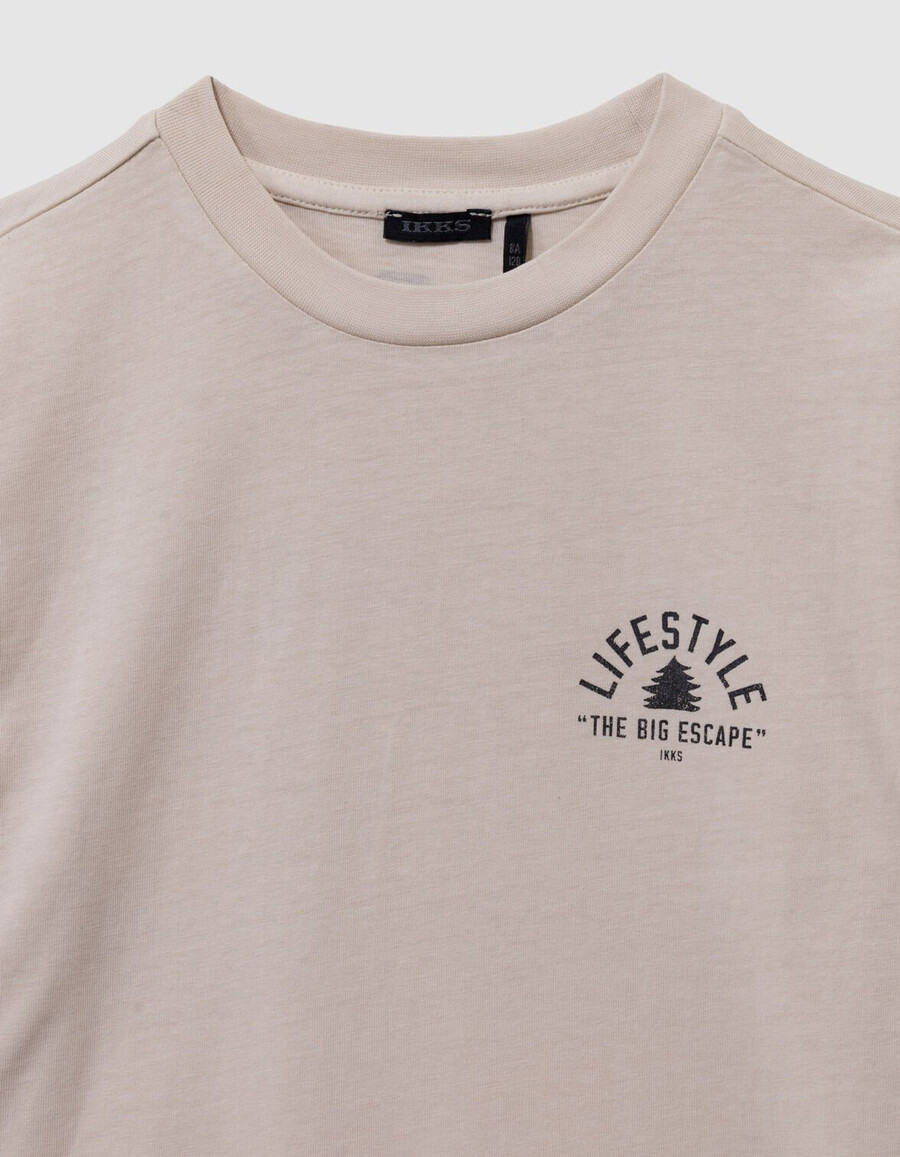 camiseta beige de algodón orgánico para niño con estampado xl en la espalda