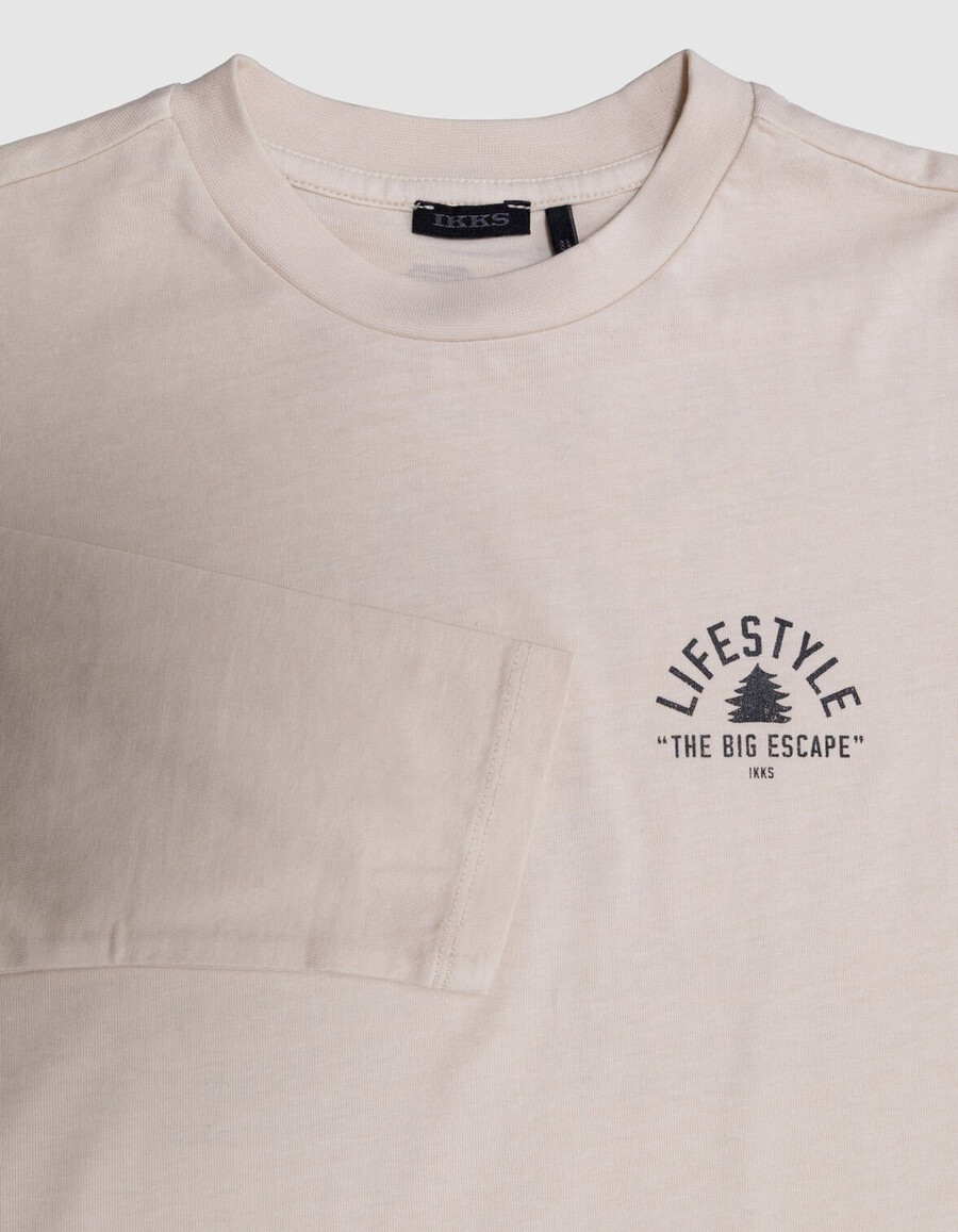 camiseta beige de algodón orgánico para niño con estampado xl en la espalda