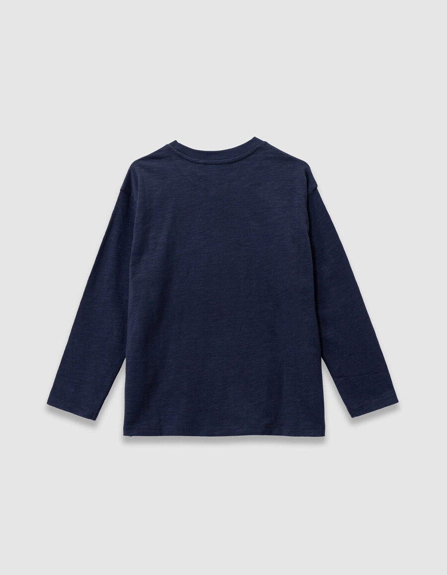 camiseta de algodón orgánico azul marino para niño imagen lenticular