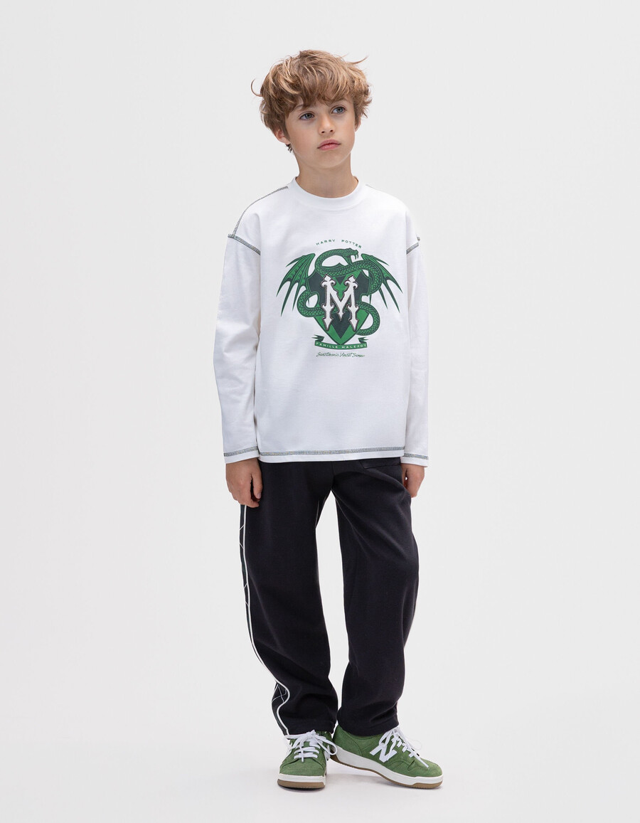 camiseta blanca de algodón orgánico para niño harry potter