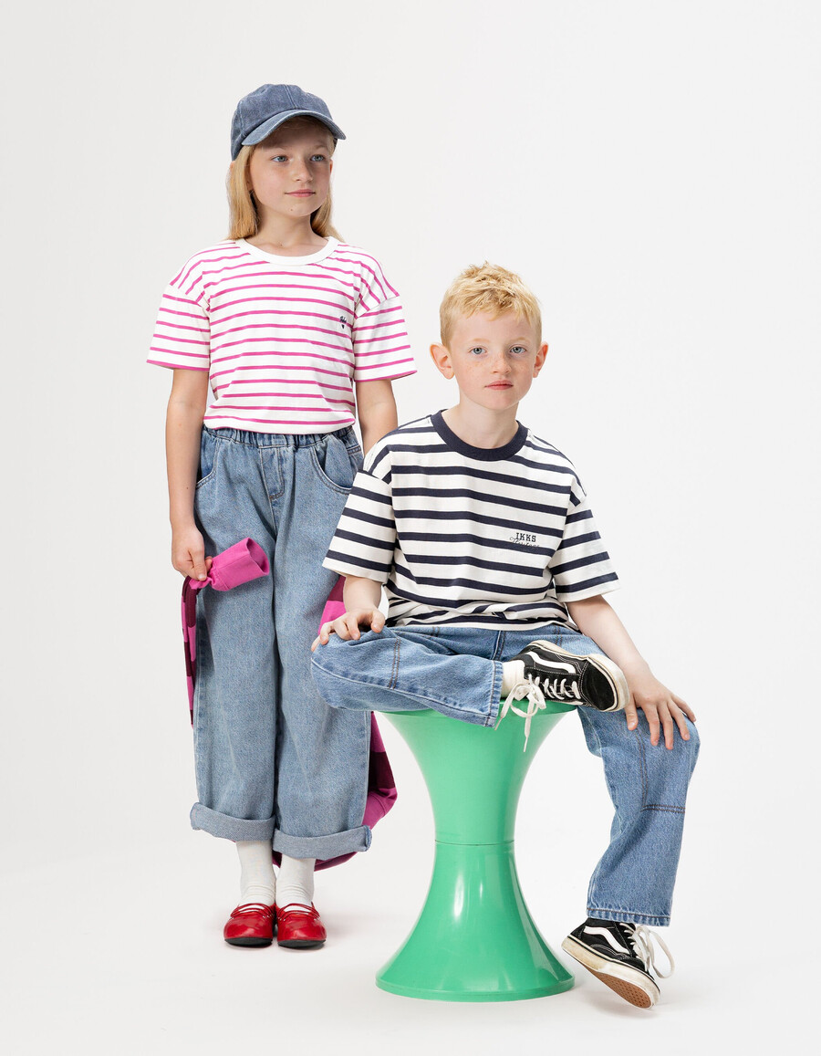camiseta marinera de manga corta de algodón orgánico para niño