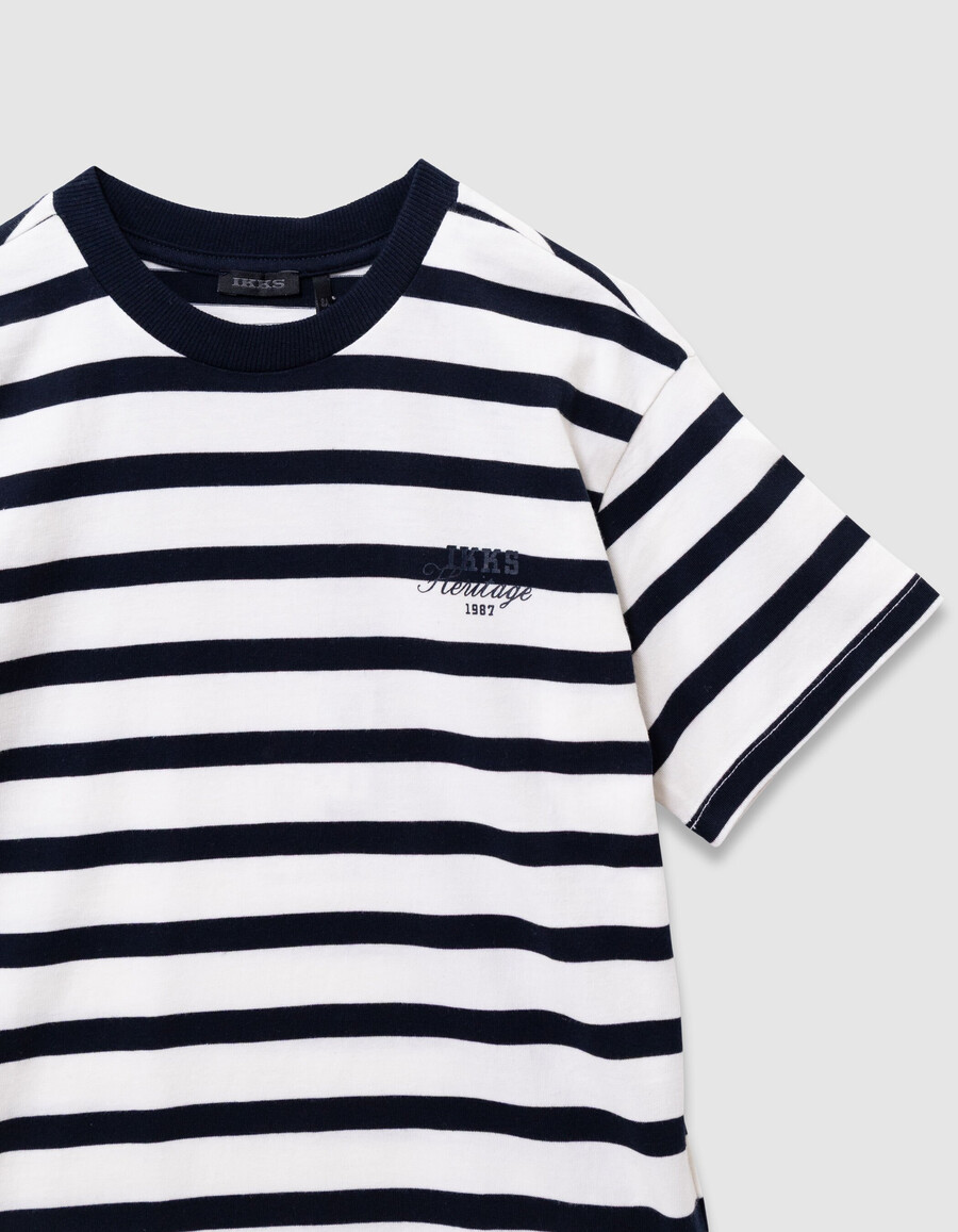 camiseta marinera de manga corta de algodón orgánico para niño