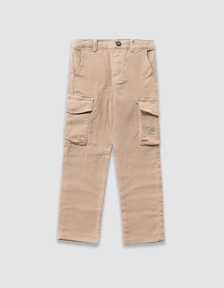 pantalones rectos estilo cargo beige para niño