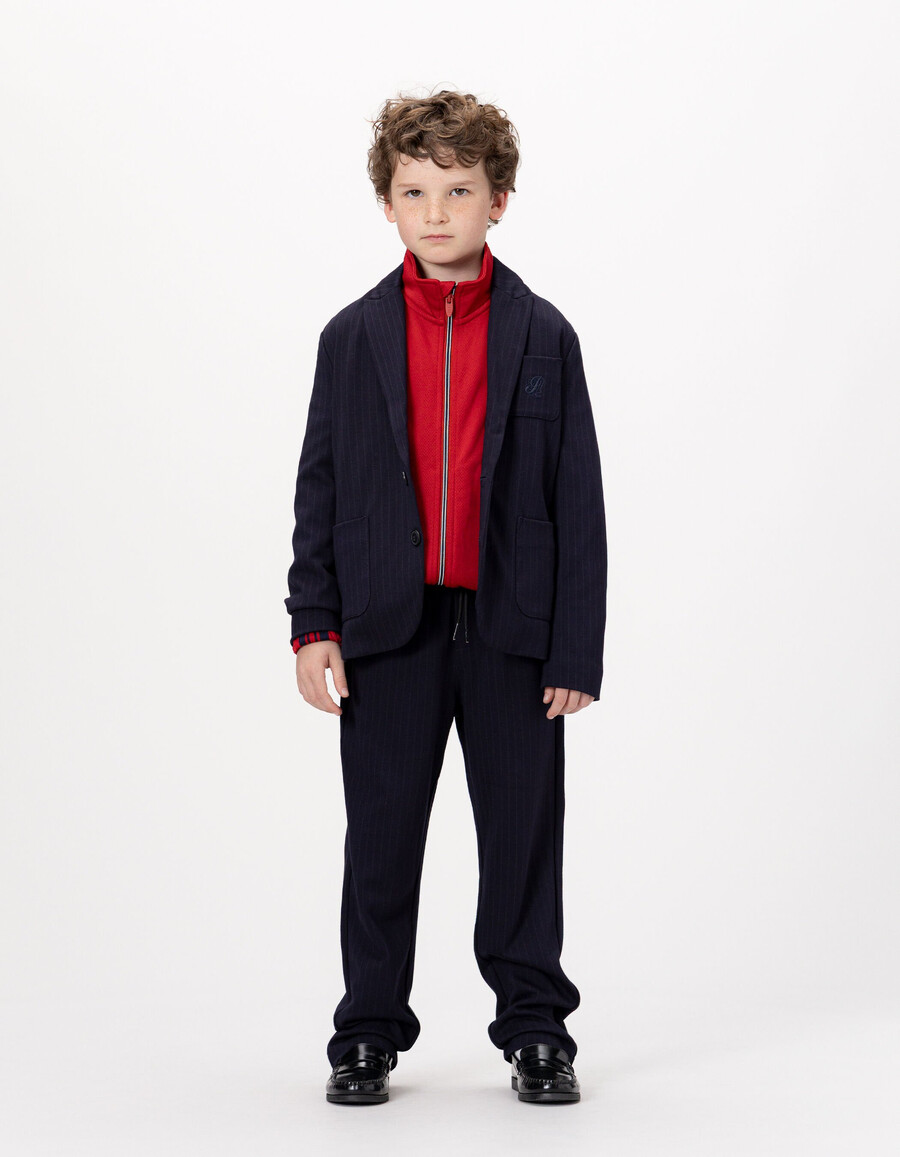 pantalones deportivos holgados de raya diplomática azul marino para niño