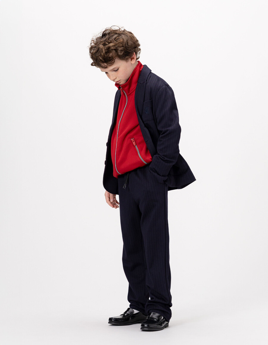 pantalones deportivos holgados de raya diplomática azul marino para niño