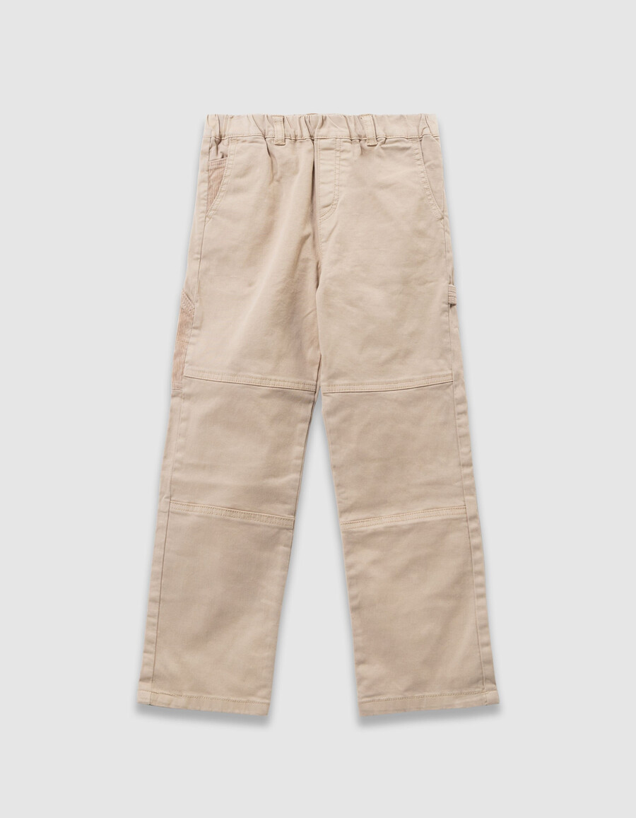 joggers holgados beige con detalles de pana para niño