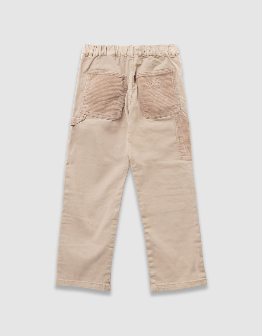 joggers holgados beige con detalles de pana para niño