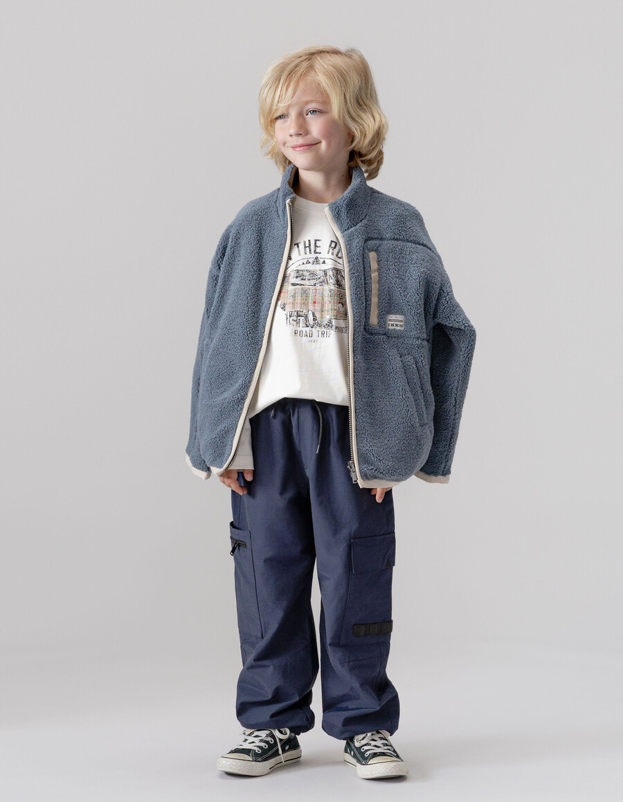 pantalones deportivos estilo cargo de nailon azul marino para niño