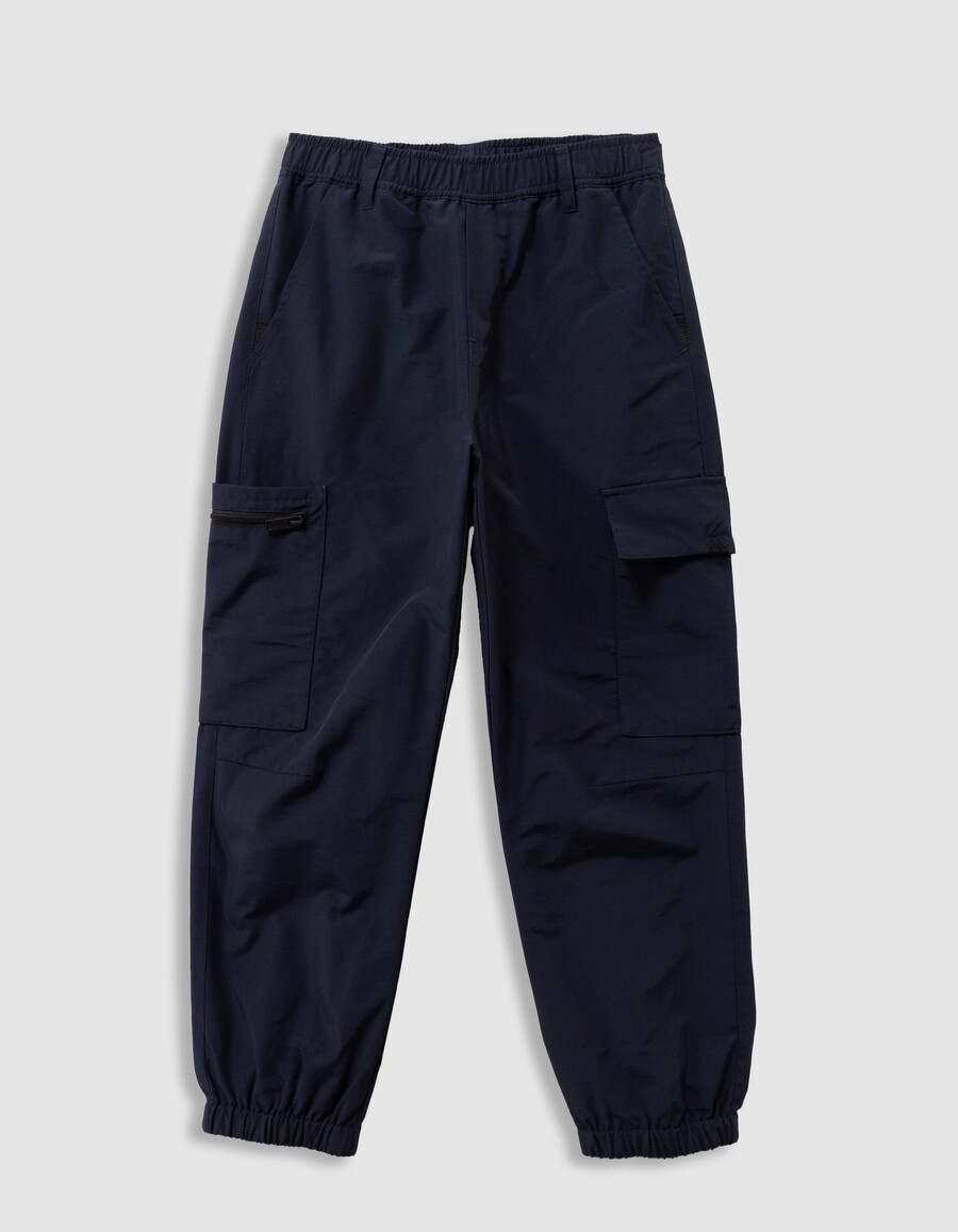 pantalones deportivos estilo cargo de nailon azul marino para niño