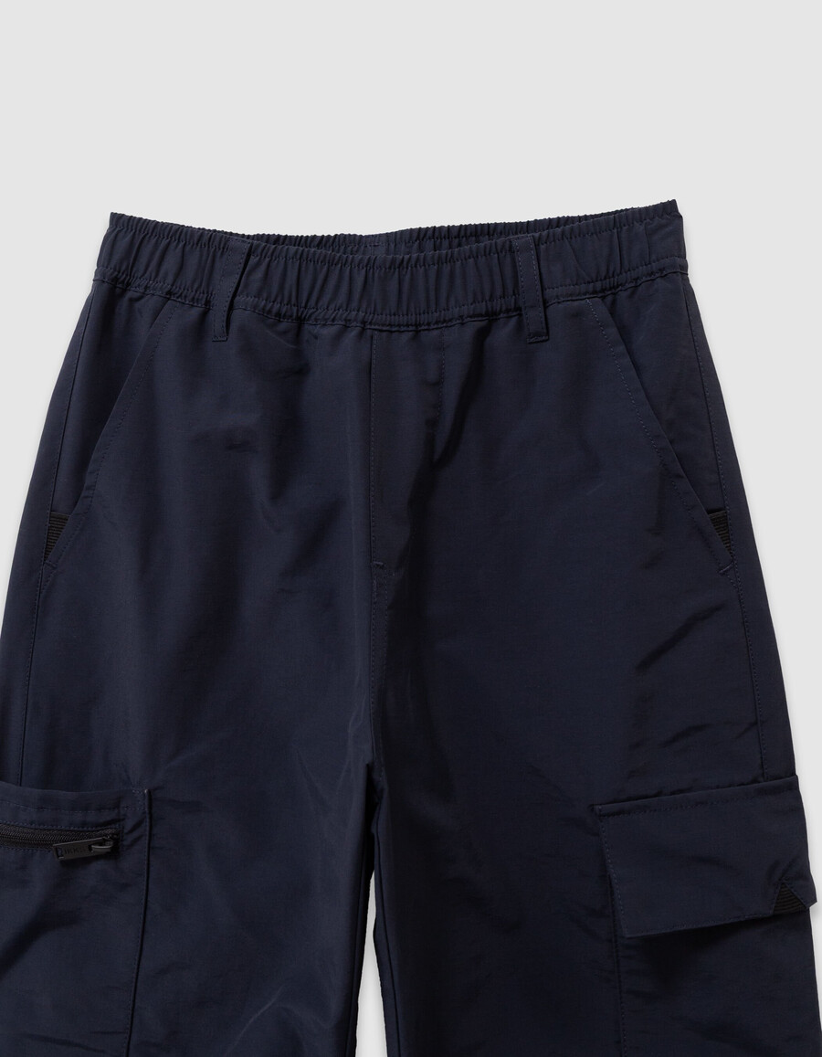 pantalones deportivos estilo cargo de nailon azul marino para niño