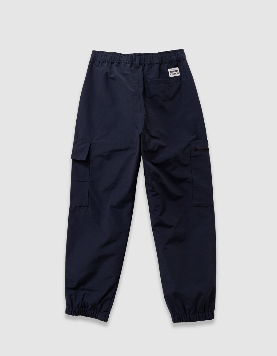 pantalones deportivos estilo cargo de nailon azul marino para niño
