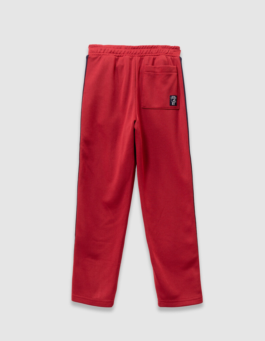 pantalones deportivos rojos con rayas azul marino para niño
