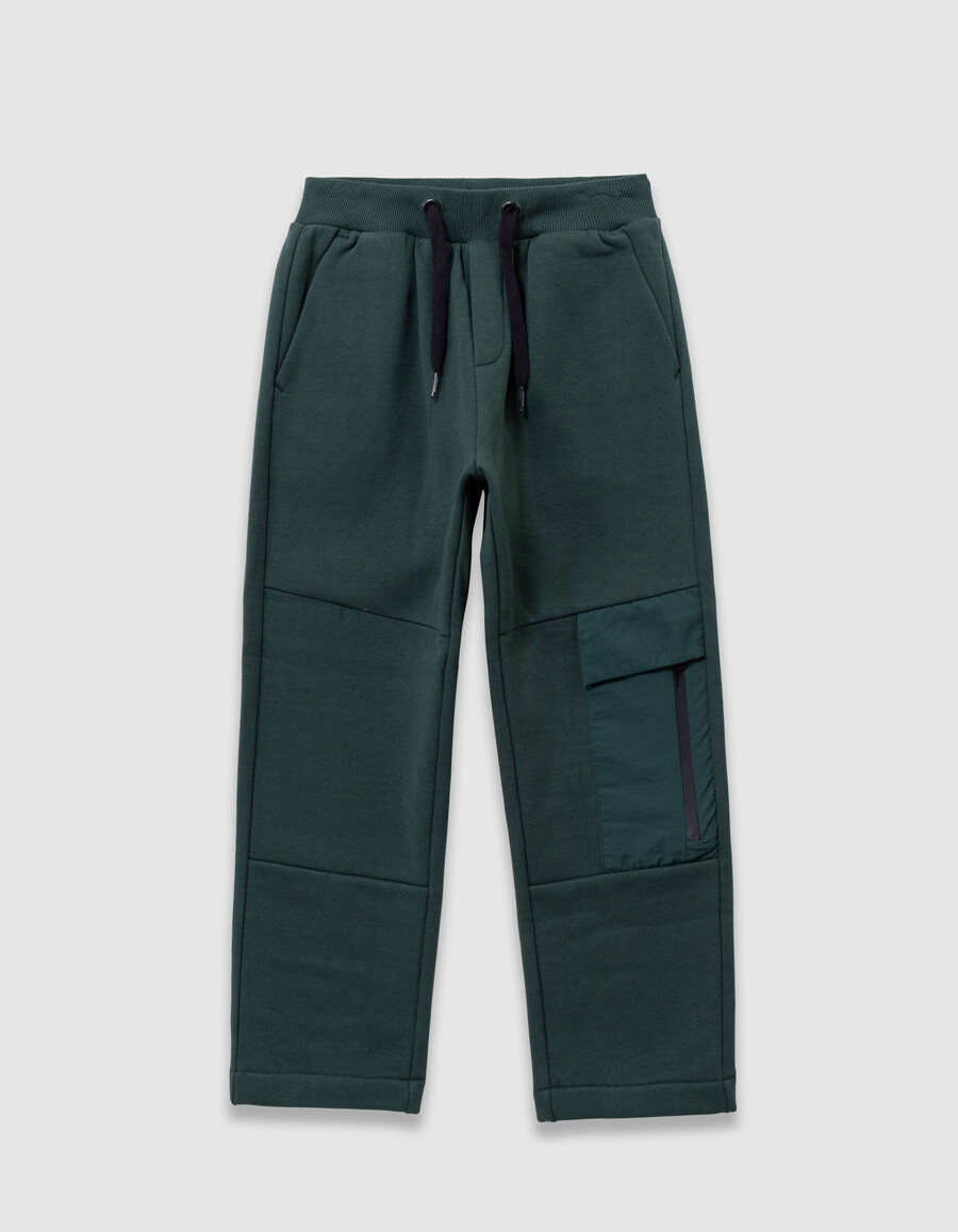 joggers verdes para niño con bolsillo de tejido mixto