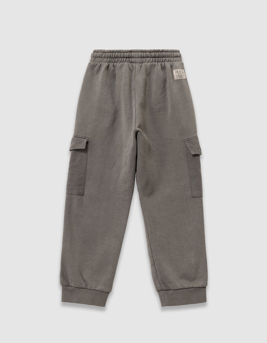pantalones deportivos estilo cargo de algodón orgánico color caqui para niño