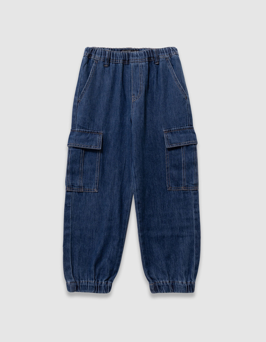 vaqueros holgados estilo cargo azul para niño