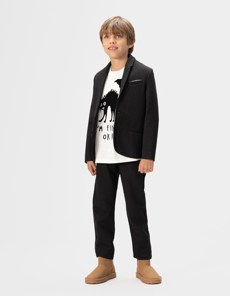pantalones de traje para ocasiones especiales negros semilisos para niño