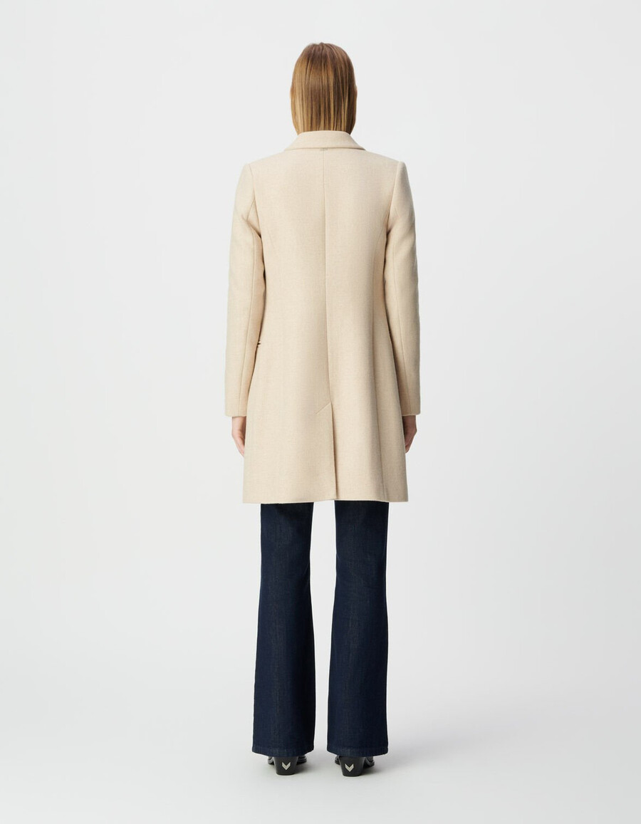 abrigo beige para mujer con capucha desmontable