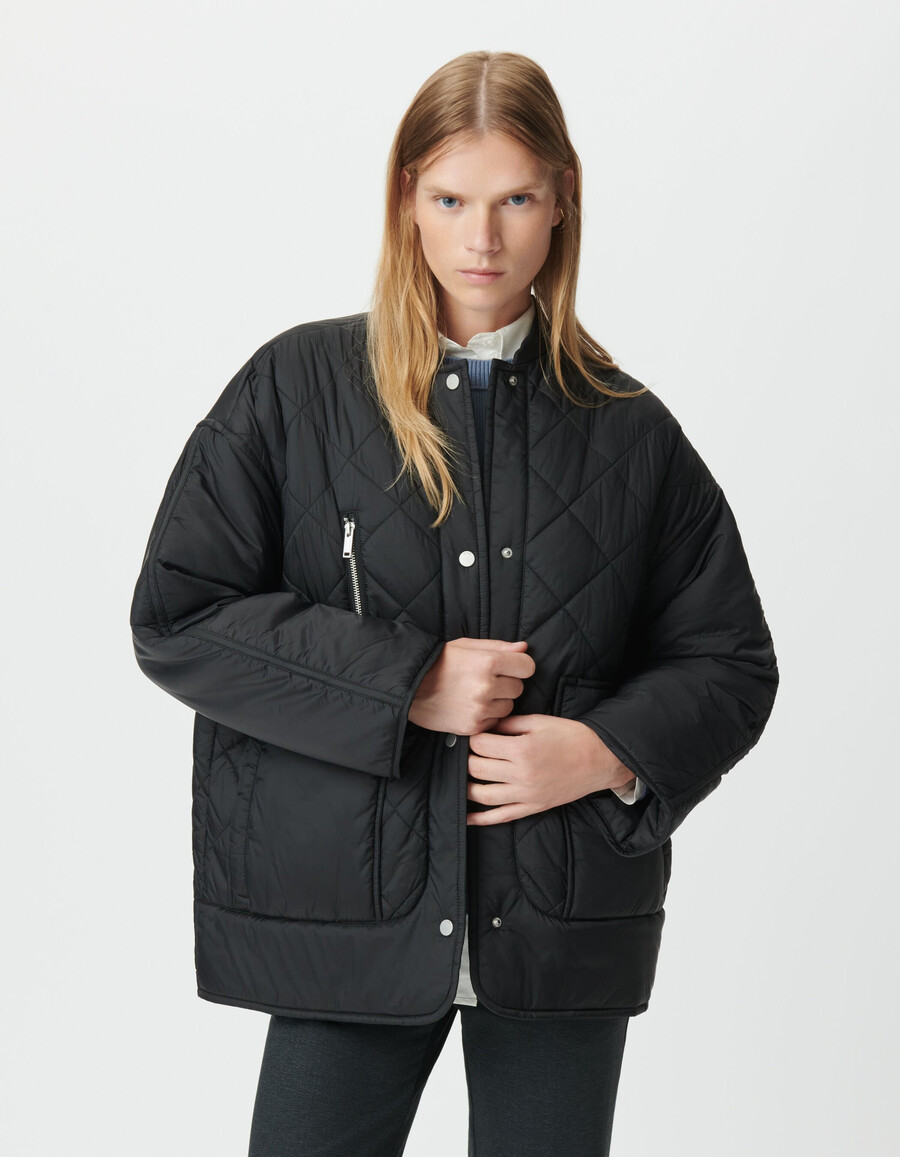 chaqueta acolchada negra para mujer