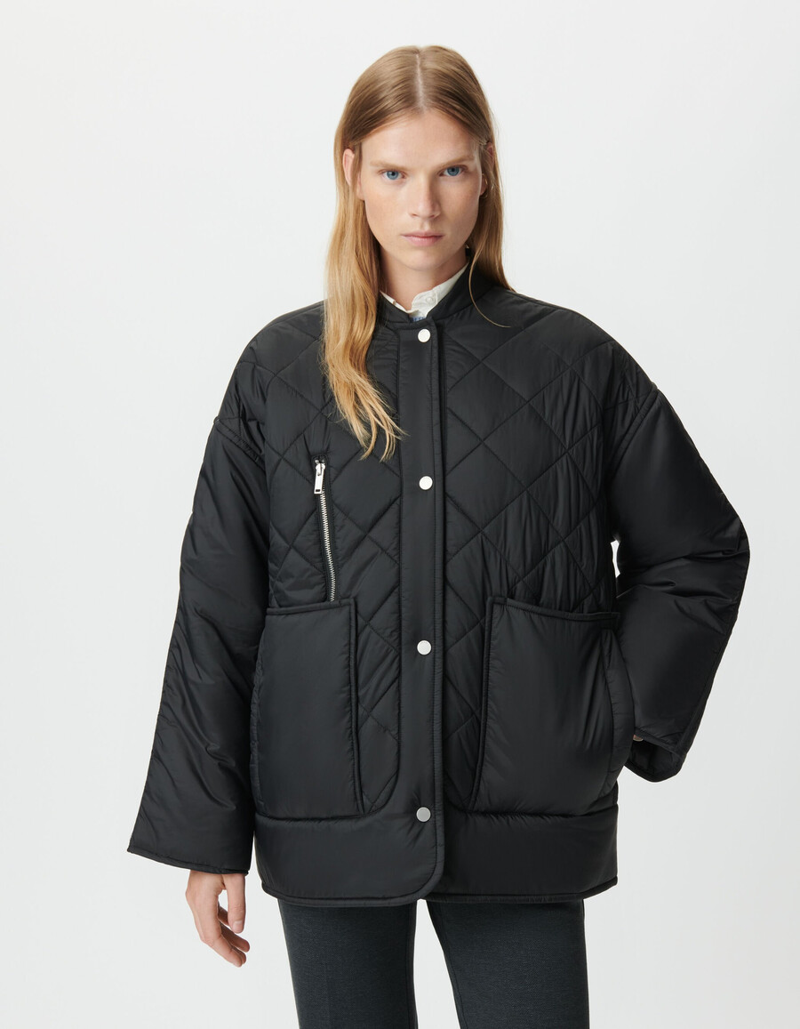 chaqueta acolchada negra para mujer