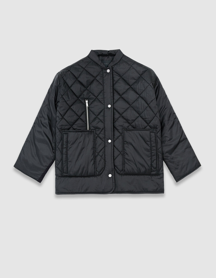 chaqueta acolchada negra para mujer