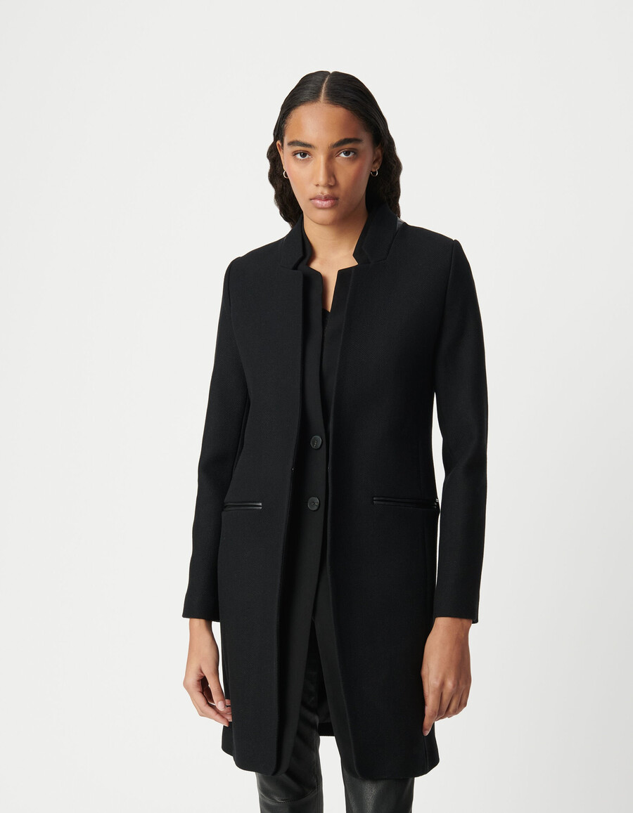 abrigo de cuello negro para mujer