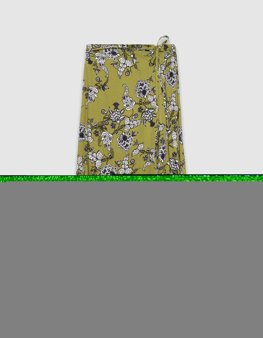 falda midi verde con estampado floral para mujer