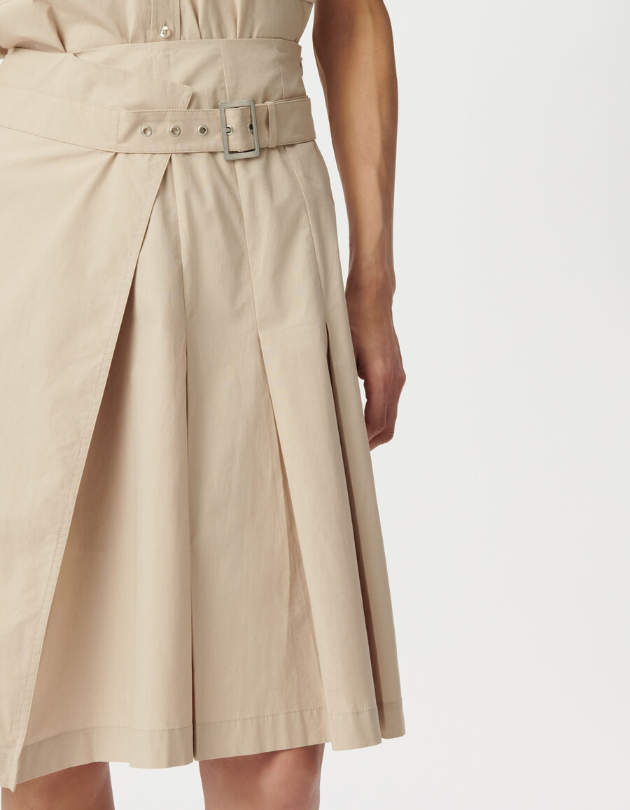 falda plisada envolvente beige para mujer