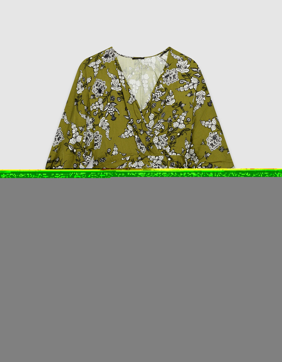 vestido verde fluido para mujer con estampado floral