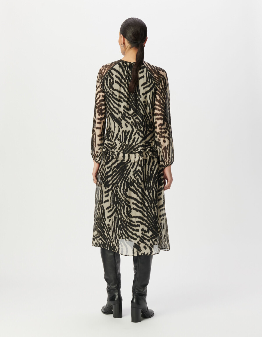 vestido largo negro para mujer con estampado de cebra
