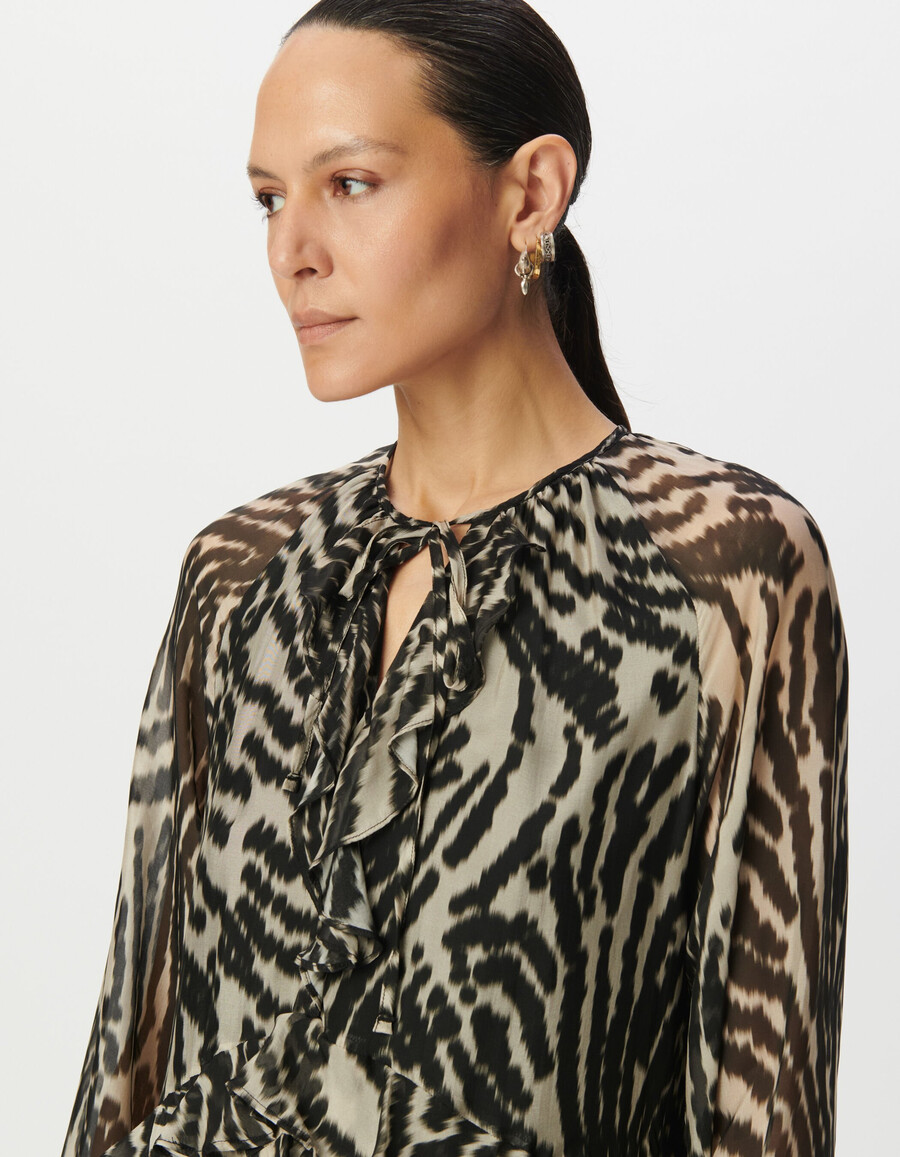vestido largo negro para mujer con estampado de cebra