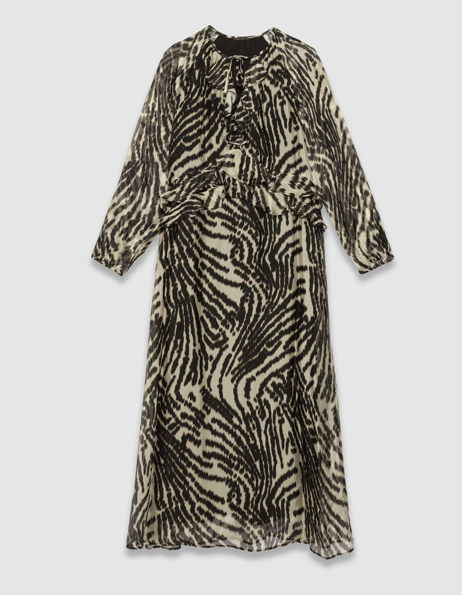 vestido largo negro para mujer con estampado de cebra
