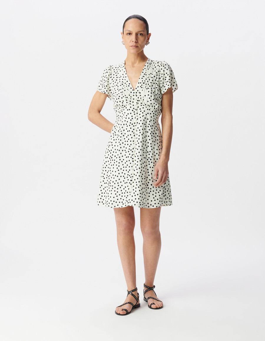 vestido blanco con estampado de lunares para mujer