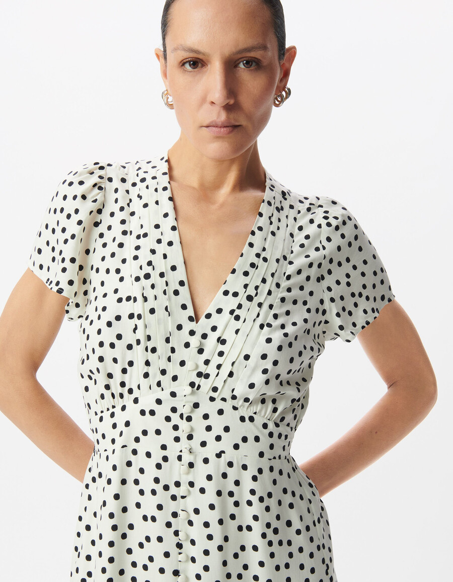 vestido blanco con estampado de lunares para mujer