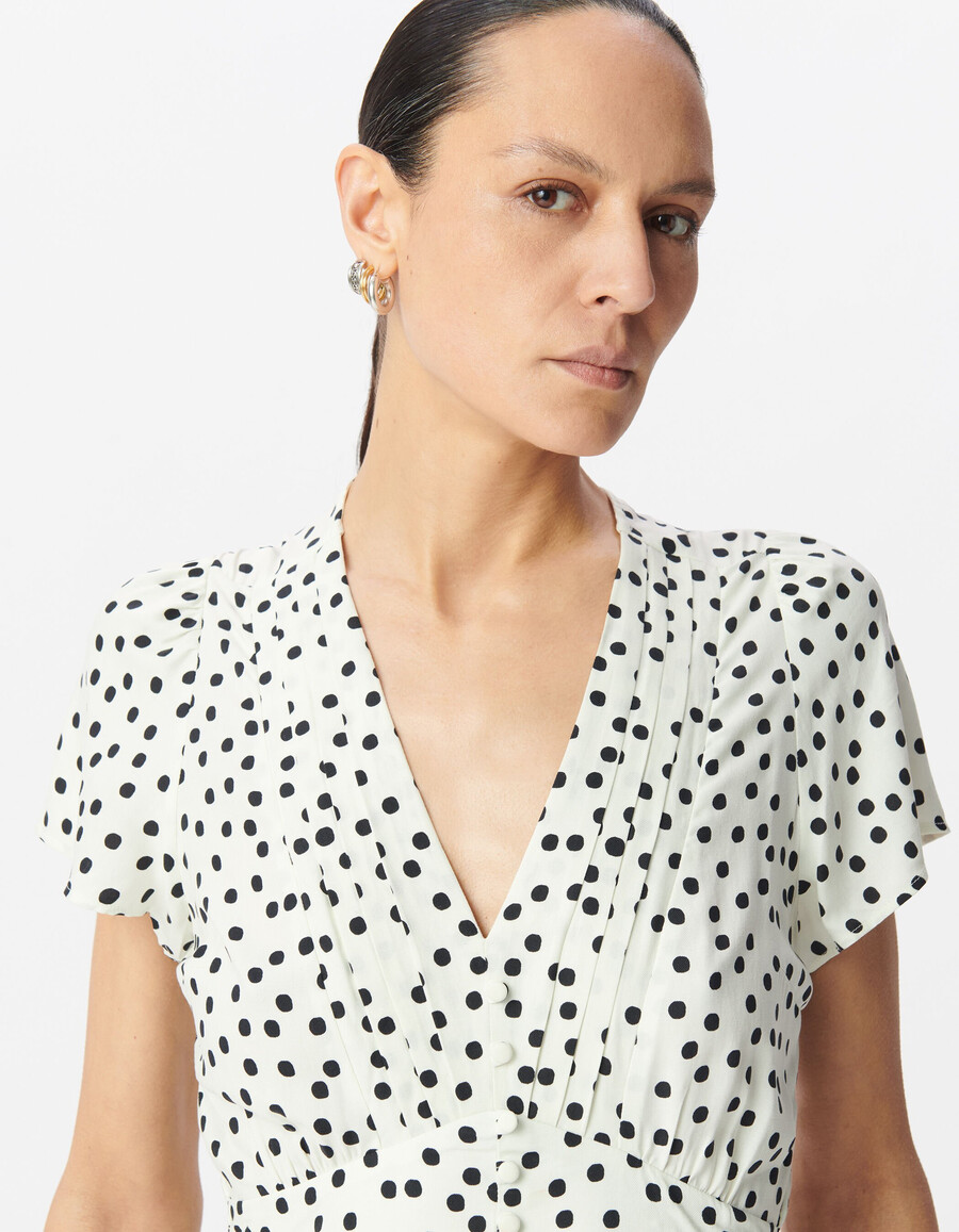 vestido blanco con estampado de lunares para mujer