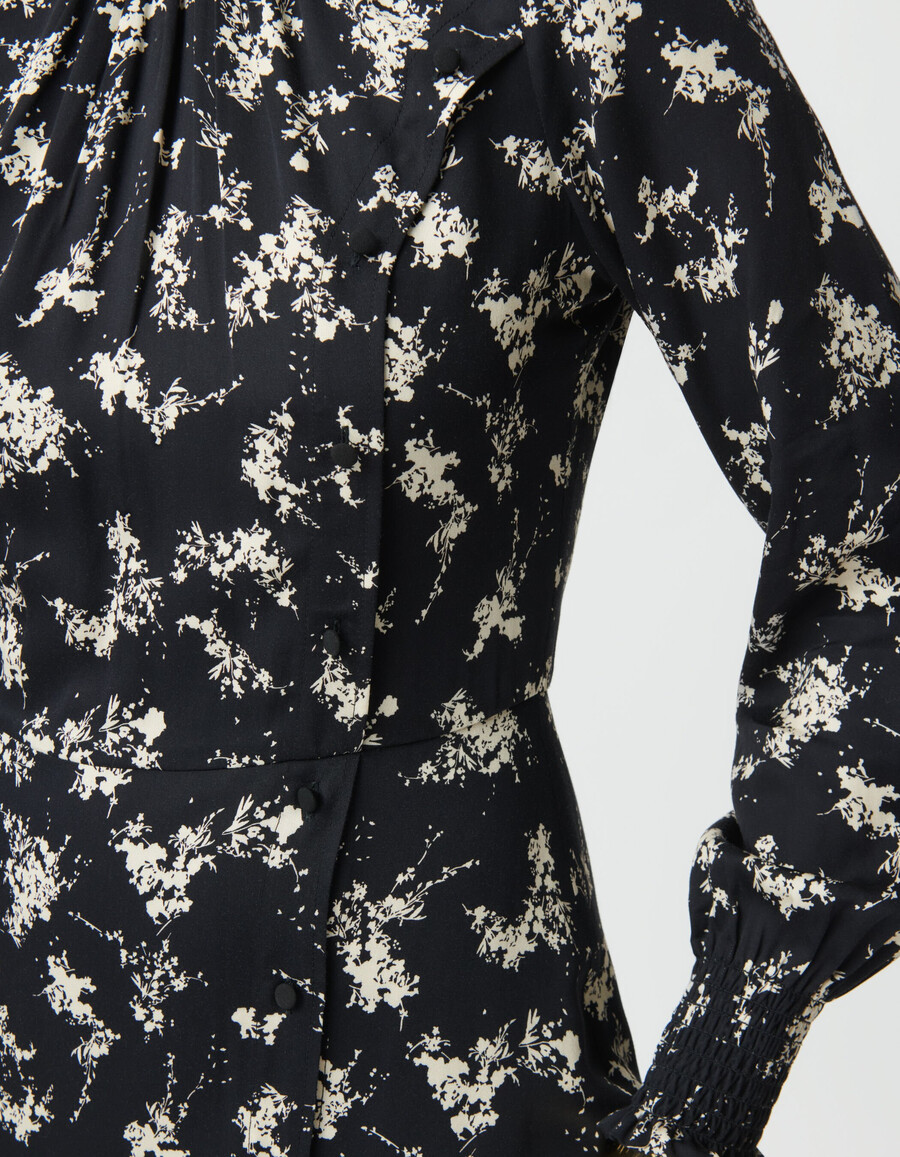 vestido largo negro para mujer con estampado de flores silvestres