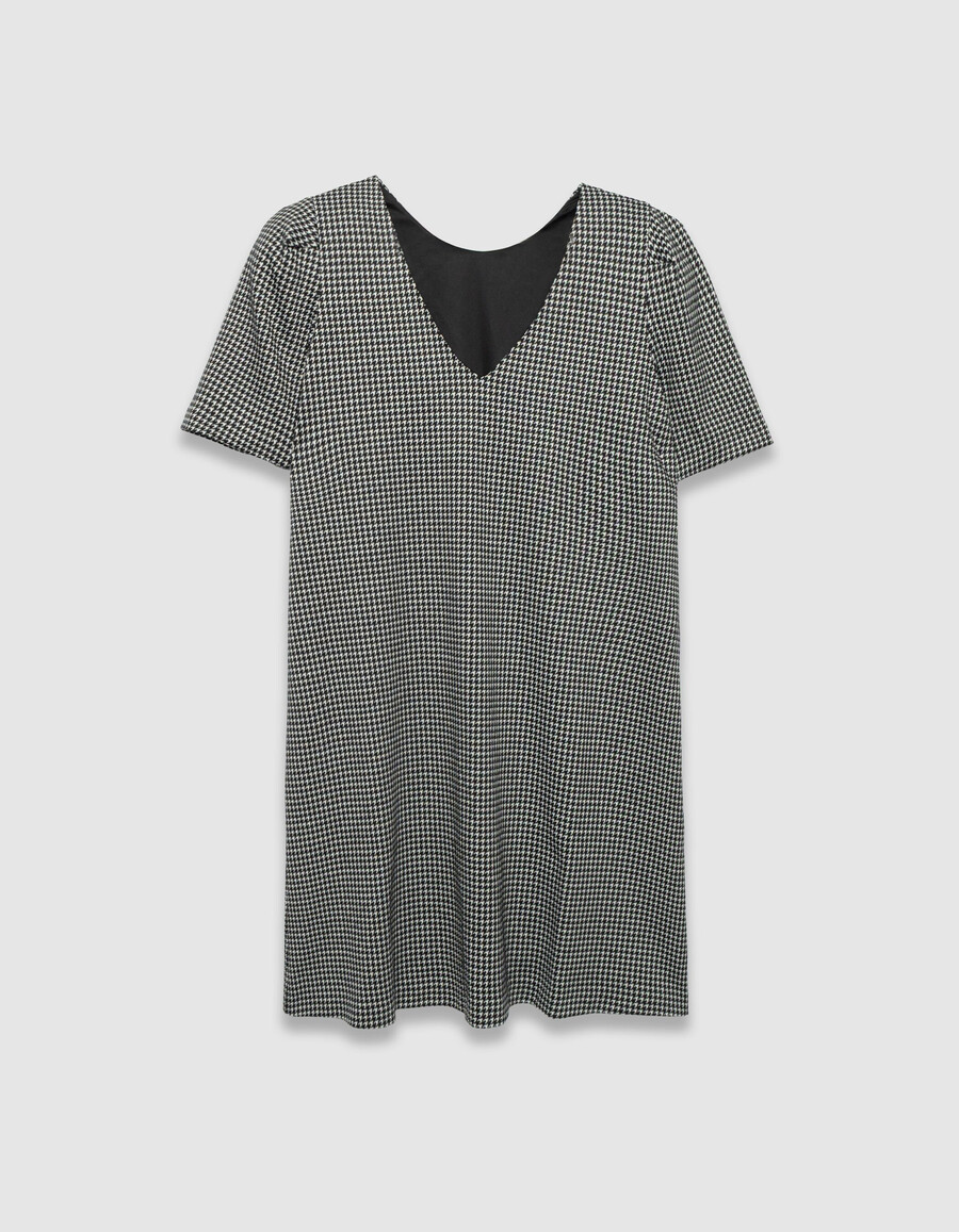 vestido reversible de pata de gallo negro para mujer